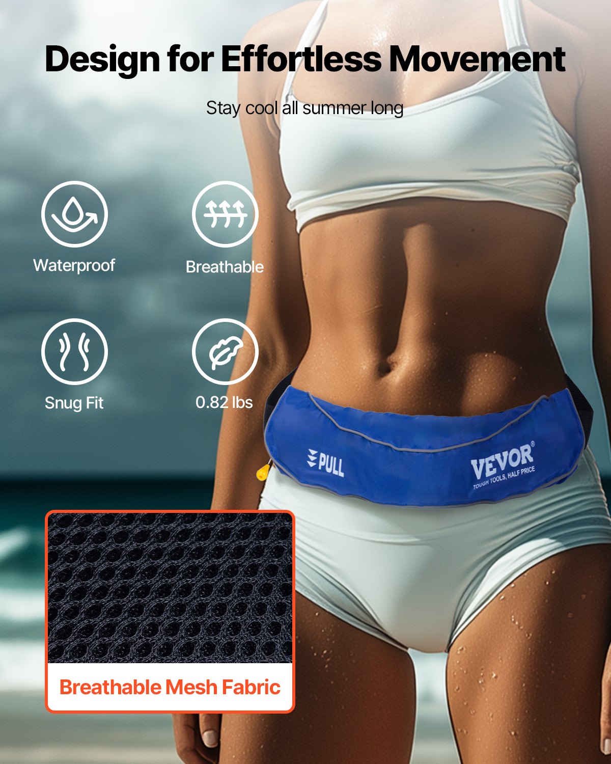 Manual Inflatable Belt Pack For Adults PFD Blue CO2 Cylinder Not Included