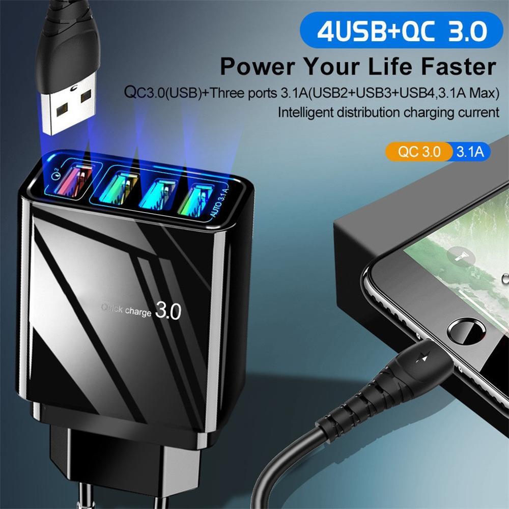 4USB Mobile Phone Charger 3A Charging Head