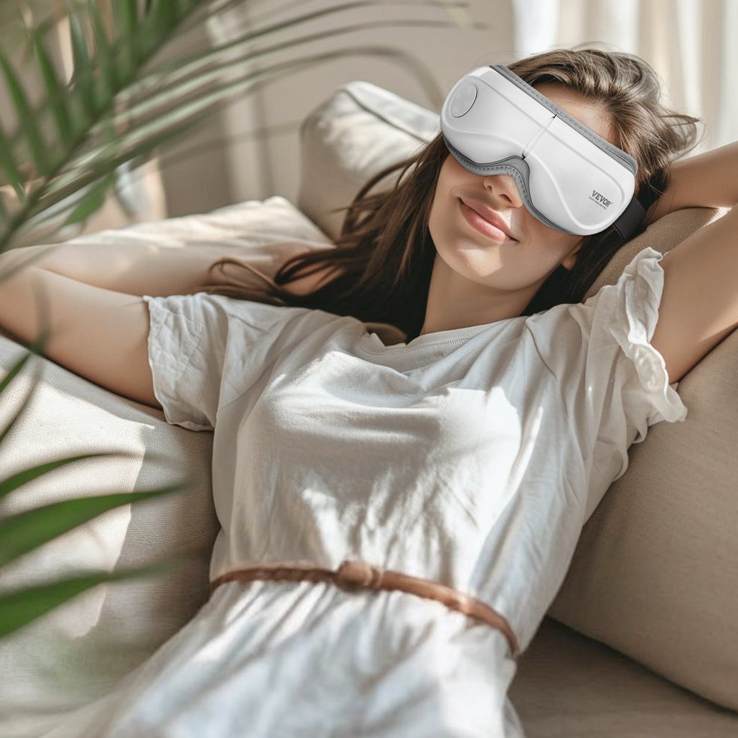 VEVOR Eye Massager With Heat & Remote Eye Care Device 5 Modes Bluetooth Music
