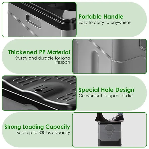 Portable Toilet For Car Camping Boating Hiking Outdoor Travel Potty With Carry Bag Foldable Emergency Toilet With Lid Trash Bags