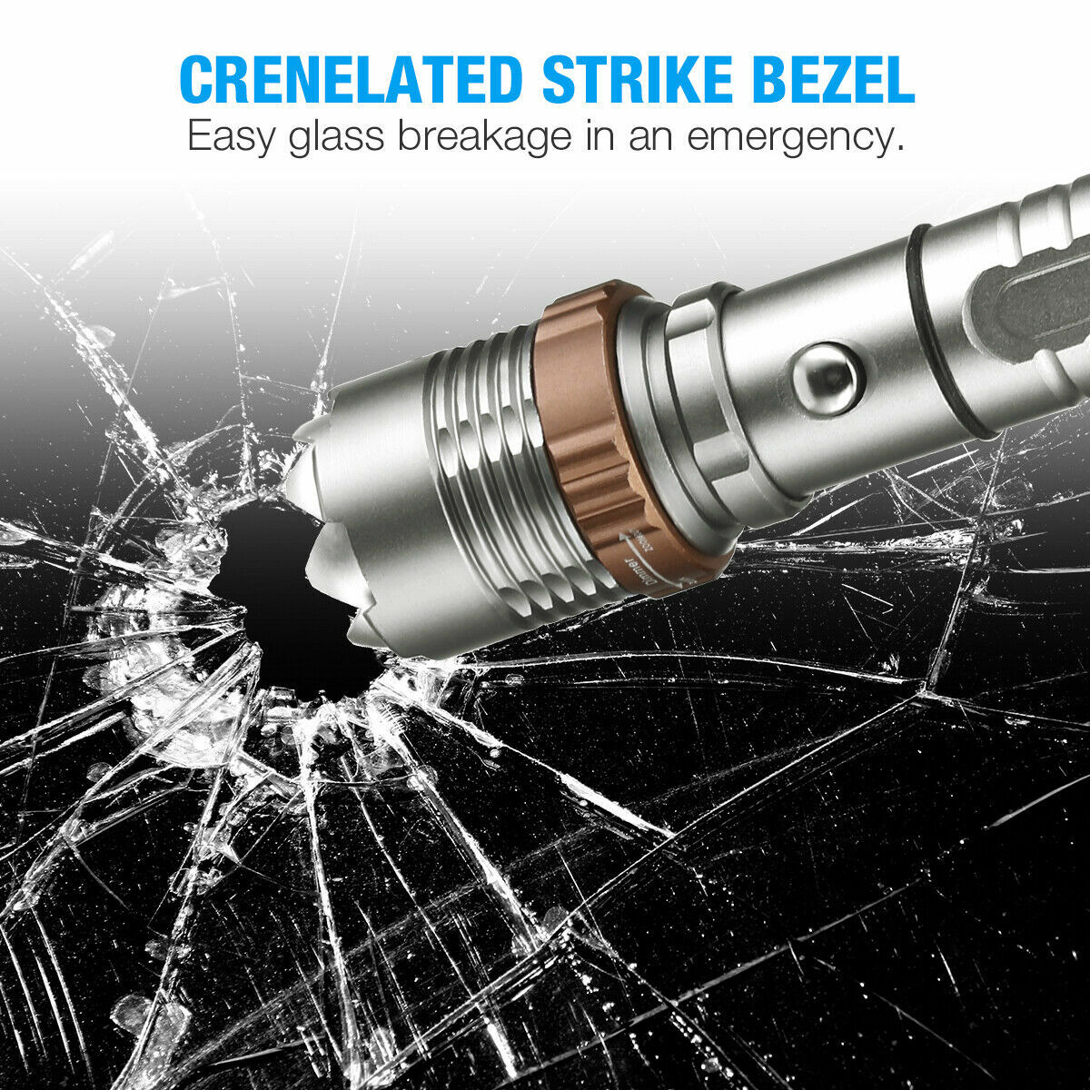 LED Flashlight Rechargeable Work Light Super Bright Torch Emergency Light Escape Hammer