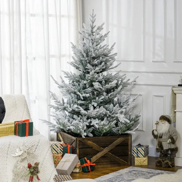 HOMCOM 6 Foot Artificial Christmas Tree, Pine Hinged Xmas Tree With 795 Realistic Branches, Steel Base, Auto Open, Green