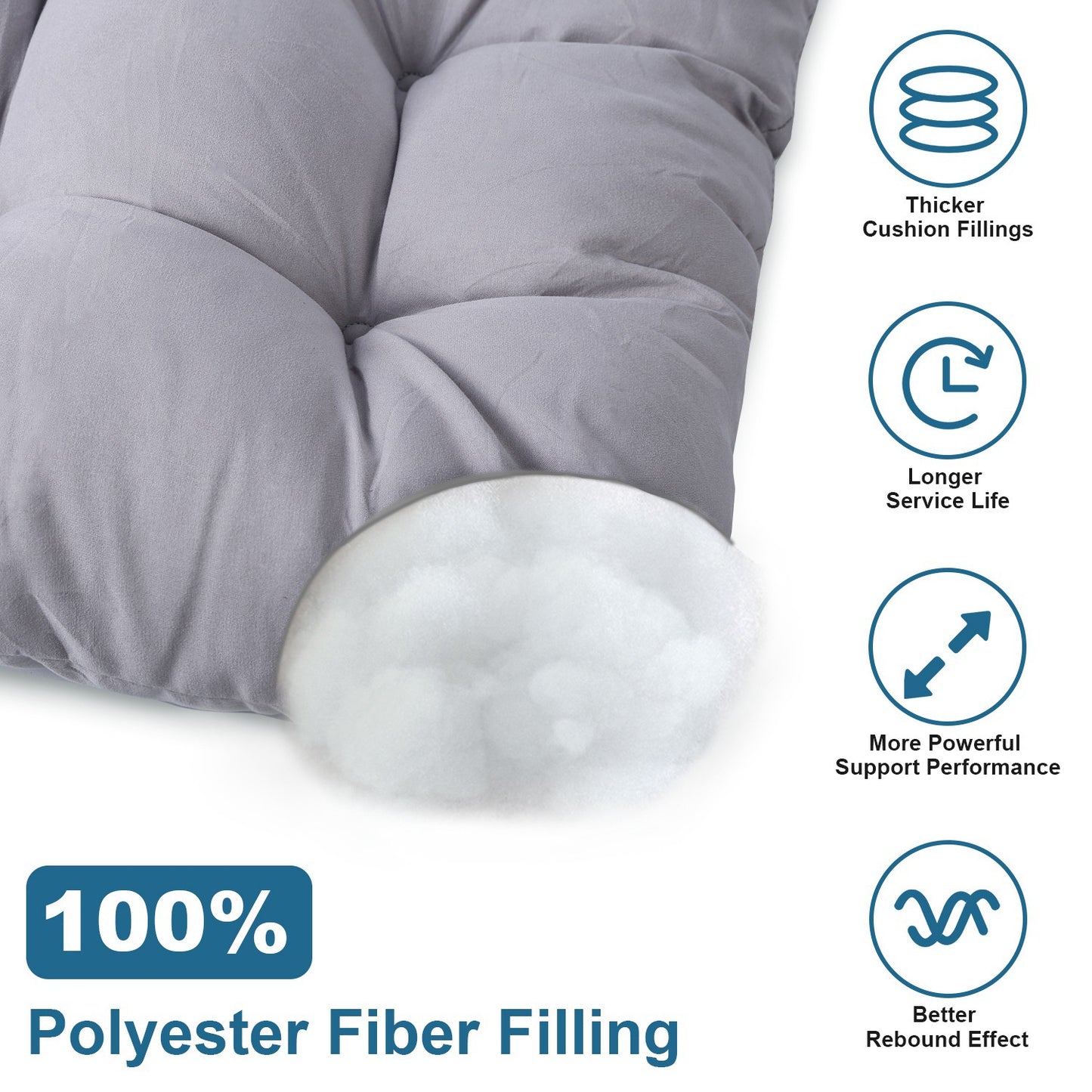 2Pcs Waterproof Rocking Chair Cushion Upper And Lower Back And Seat Sets With Non-Slip Ties Oxford Cloth Surface Polyester Filling Comfortable For Indoor Home Office Car