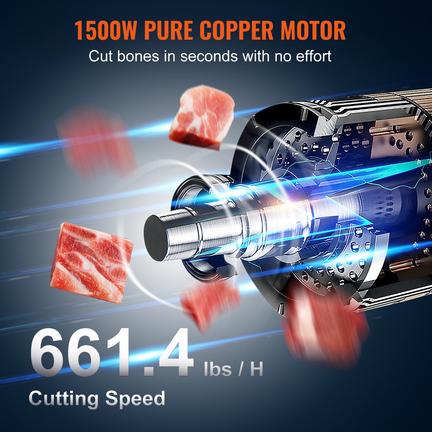 Commercial Electric Meat Bandsaw, 1500W Stainless Steel Vertical Bone Sawing Machine, Workbeach 19.3" X 15", 0.16-7.9 Inch Cutting Thickness, Frozen Meat Cutter With 6 Blades For Rib Pork Beef