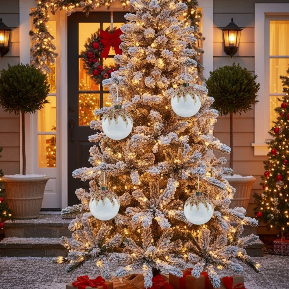 6PCS Set 3.9in Glass Christmas Tree Ball Ornaments Holiday Party Decor Tree Hanging Balls