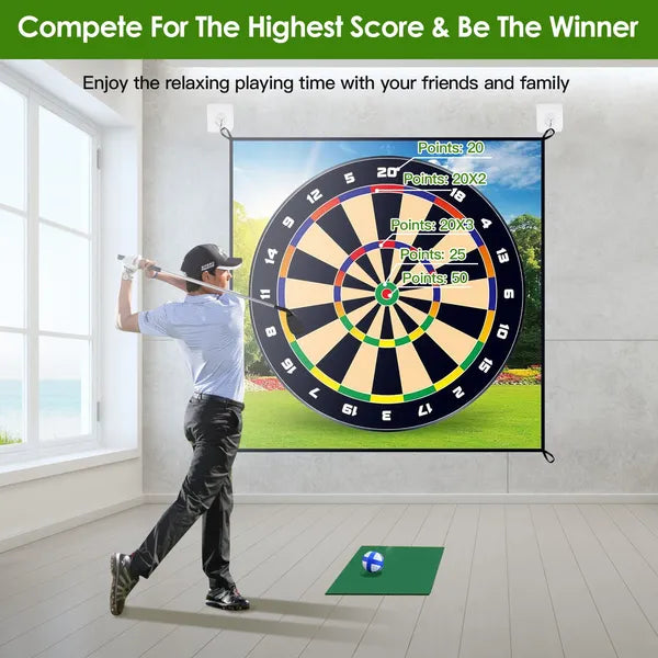 Golf Chipping Dart Game Mat Set With 20 Sticky Balls Ground Stakes Hanging Hooks Carrying Bag Indoor Outdoor Golf Hitting Training Game Mat For Kids Beginners