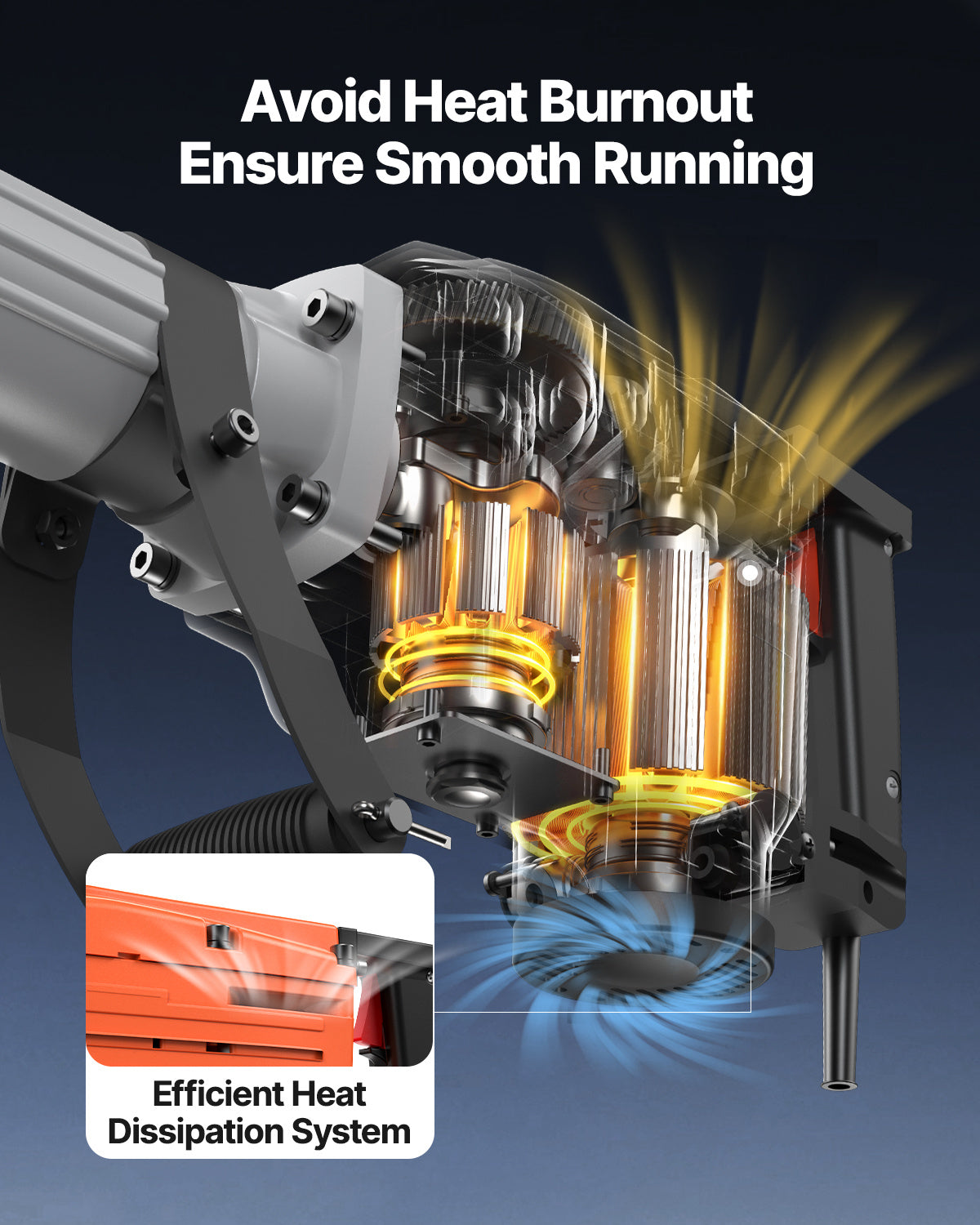 VEVOR Demolition Jack Hammer Concrete Breaker 2200W Electric Hammer 6 Chisel Bits