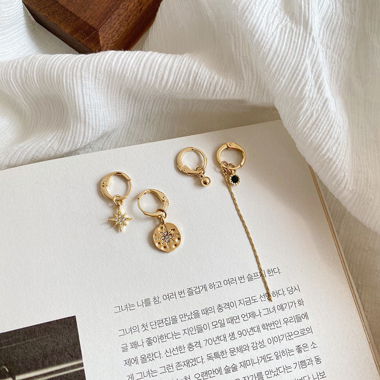 Temperament Eight-pointed Star Set Earrings Female Ear Buckle