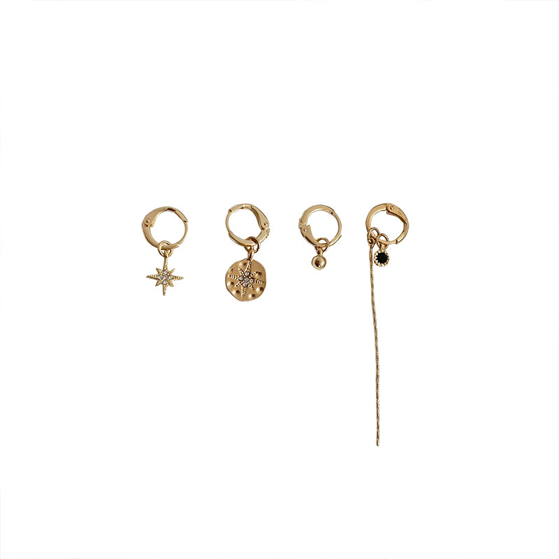Temperament Eight-pointed Star Set Earrings Female Ear Buckle