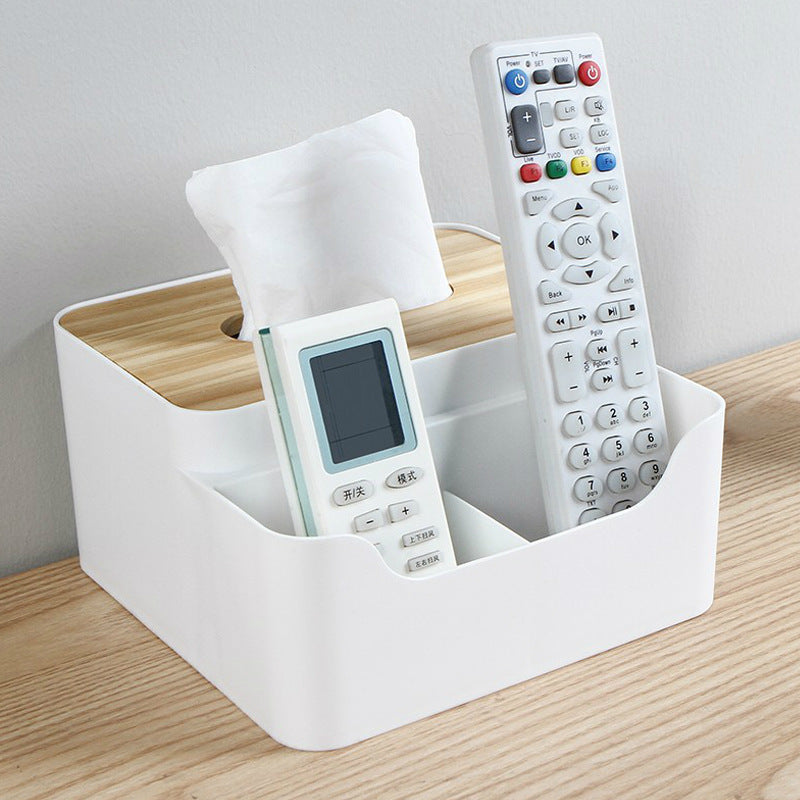 Multi-Grid Tissue Box Creative Desktop Duxer Wooden Lid Drawer Box