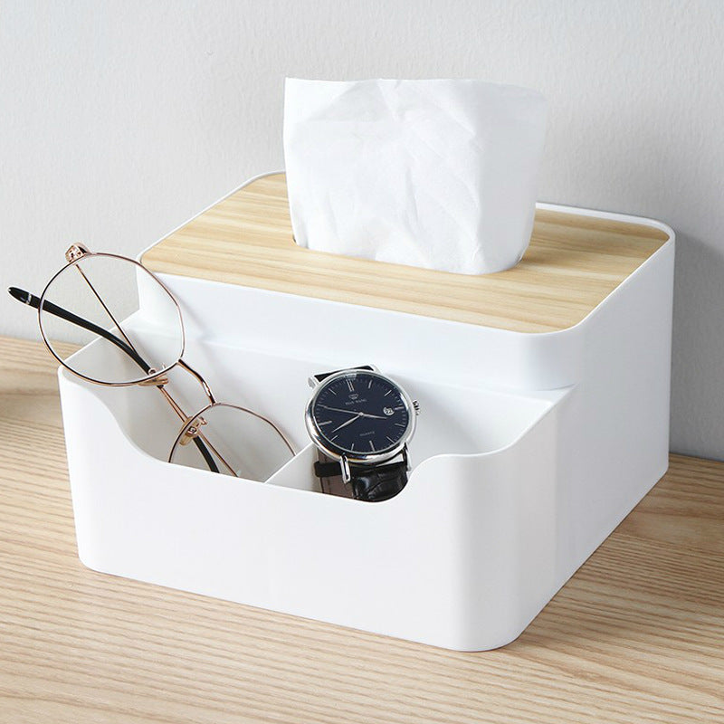 Multi-Grid Tissue Box Creative Desktop Duxer Wooden Lid Drawer Box