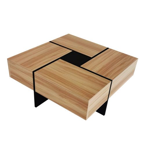 Unique Banana Design Coffee Table With 4 Hidden Storage Compartments