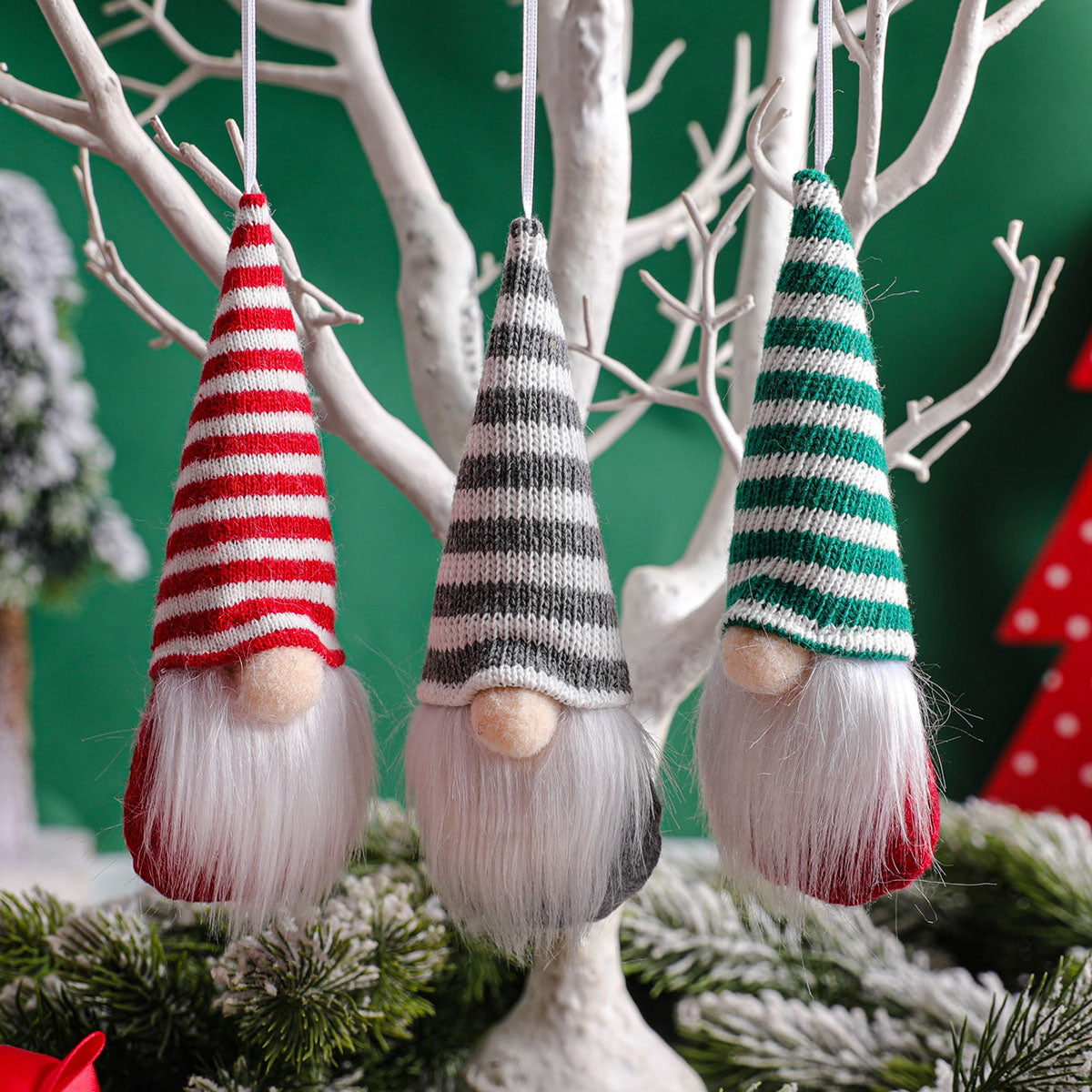 12PCS Christmas Plush Gnome Pendant Xmas Tree Hanging Doll Decor Santa Elf Home Ornaments For Christmas Holiday Winter Birthday Party Indoor Decoration