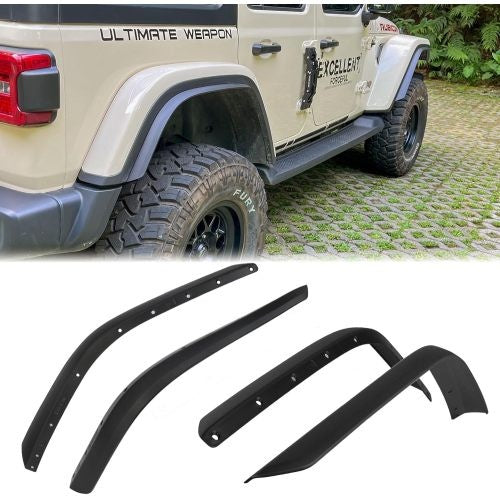Fenders Front And Rear Fenders Compatible With 2018-2024 Je Ep Wrangler JL And JLU Unlimited Rubicon, Off-Road Wheel Fender Liner Set 4 Pcs Only Fit High Clearance Fender Flares,Not For 4XE