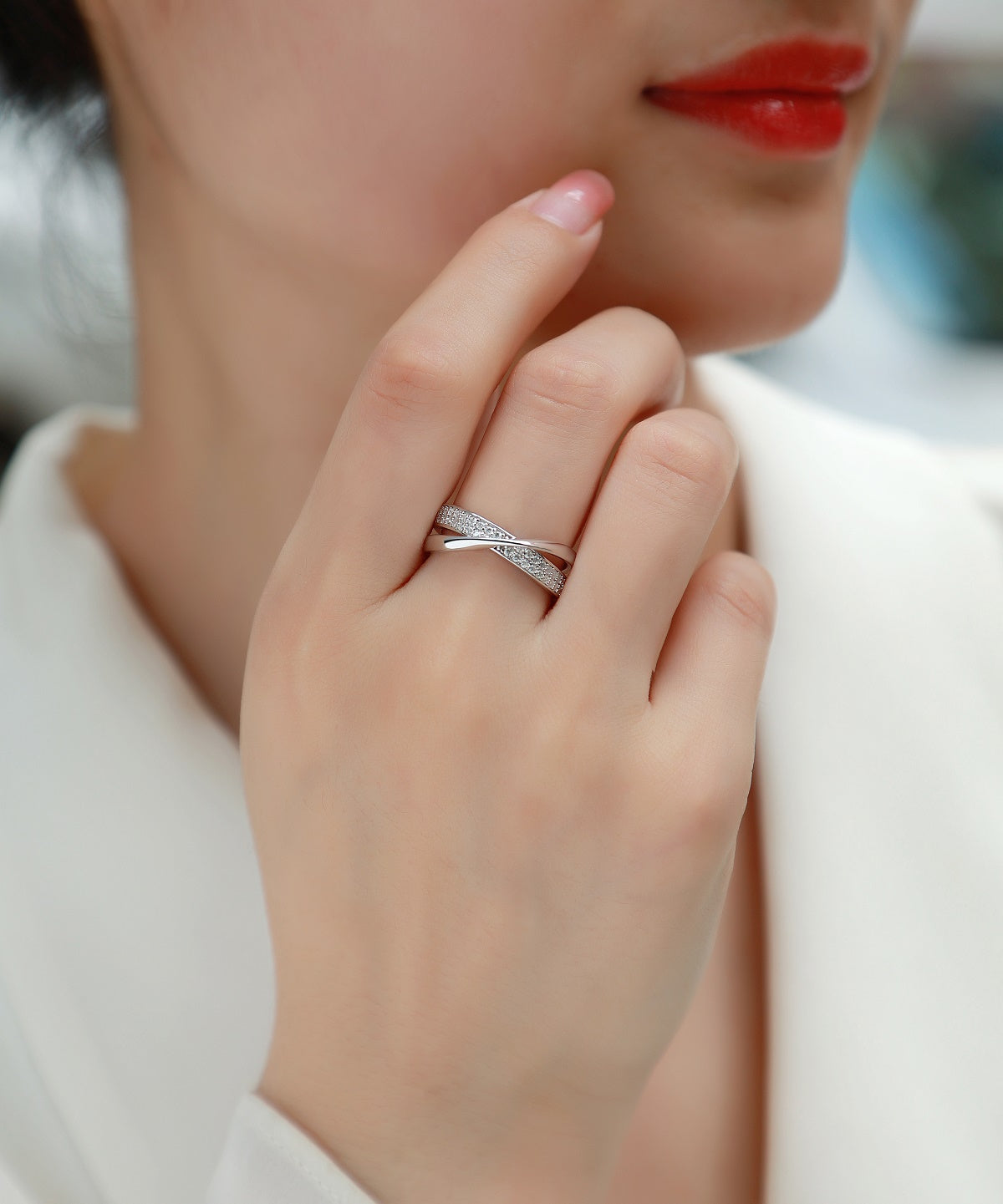 1Wrap Around The Diamond Ring Luxury Fashion Set Moissanite Silver Ring Prohibit TikTok sales