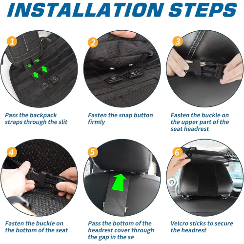 Universal Tactical Vehicle Back Seat Organizer With 3 Detachable Pouches