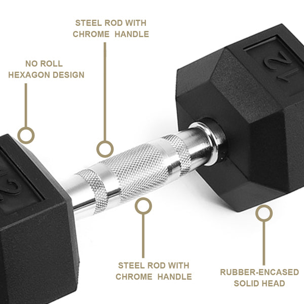 20LB 2 HDRS Rubber Coated Solid Cast Iron Dumbbells, Not Shipped On Weekends