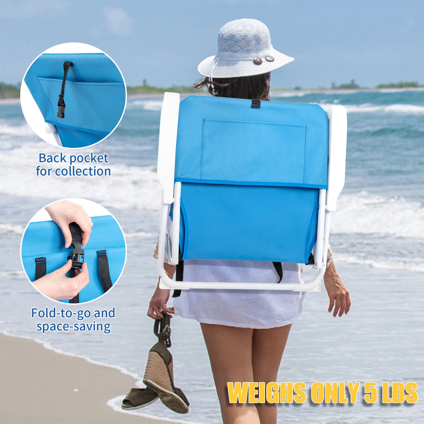 Blue Oxford Beach Chair