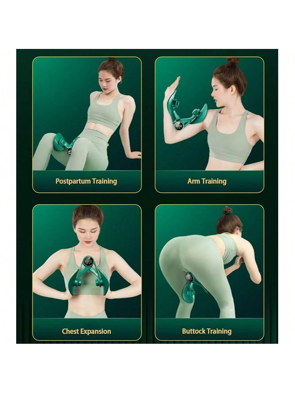 Inner Thigh Exerciser And Pelvic Floor Kegel Trainer With Resistance Bands And LED Counter - 3 Intensity Levels - Home Gym Equipment For Toning And Strengthening