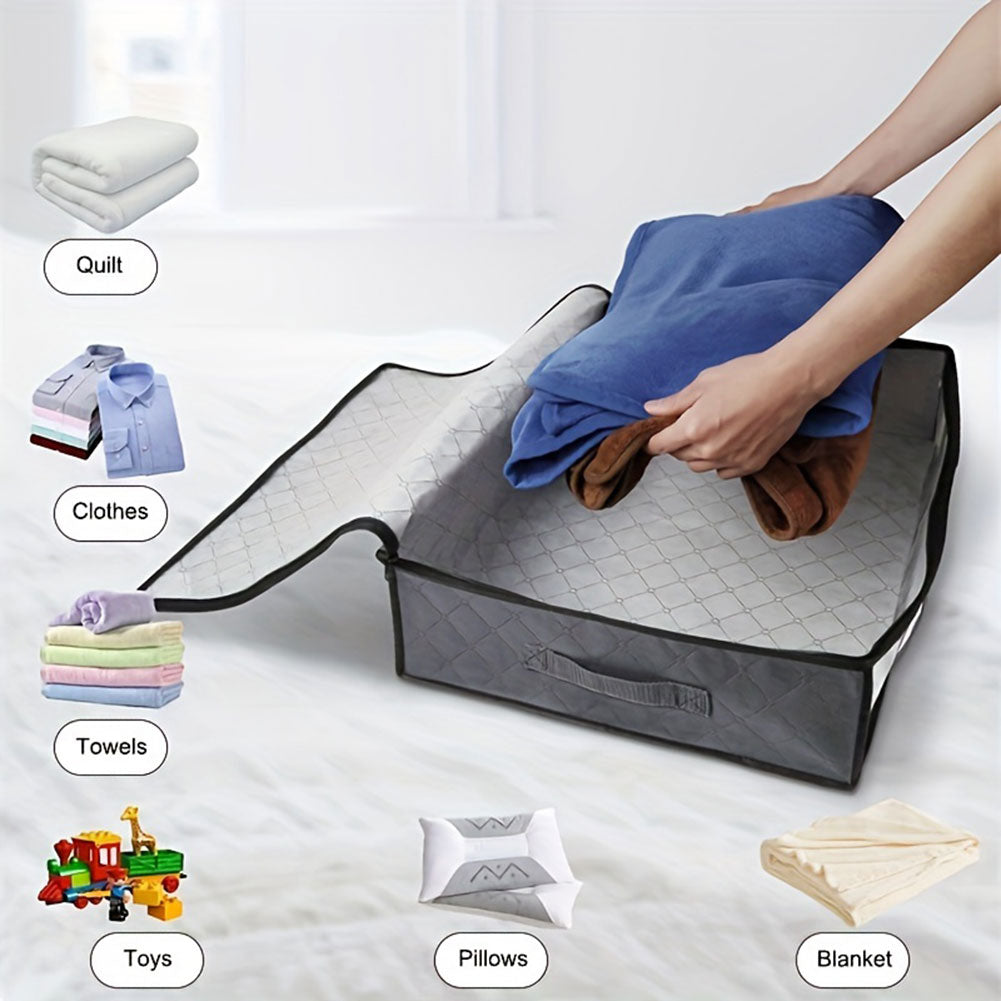 2 Pcs Over Wardrobe Storage Bag, Underbed Storage Containers, Storage Bin For Clothes, Blankets