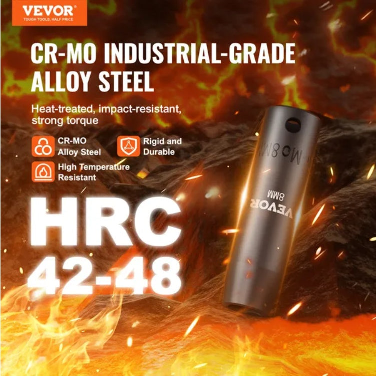 VEVOR Impact Sockets Set 18pcs 6-Point 3 8 Drive Bit Ratchet Tool Kit Case