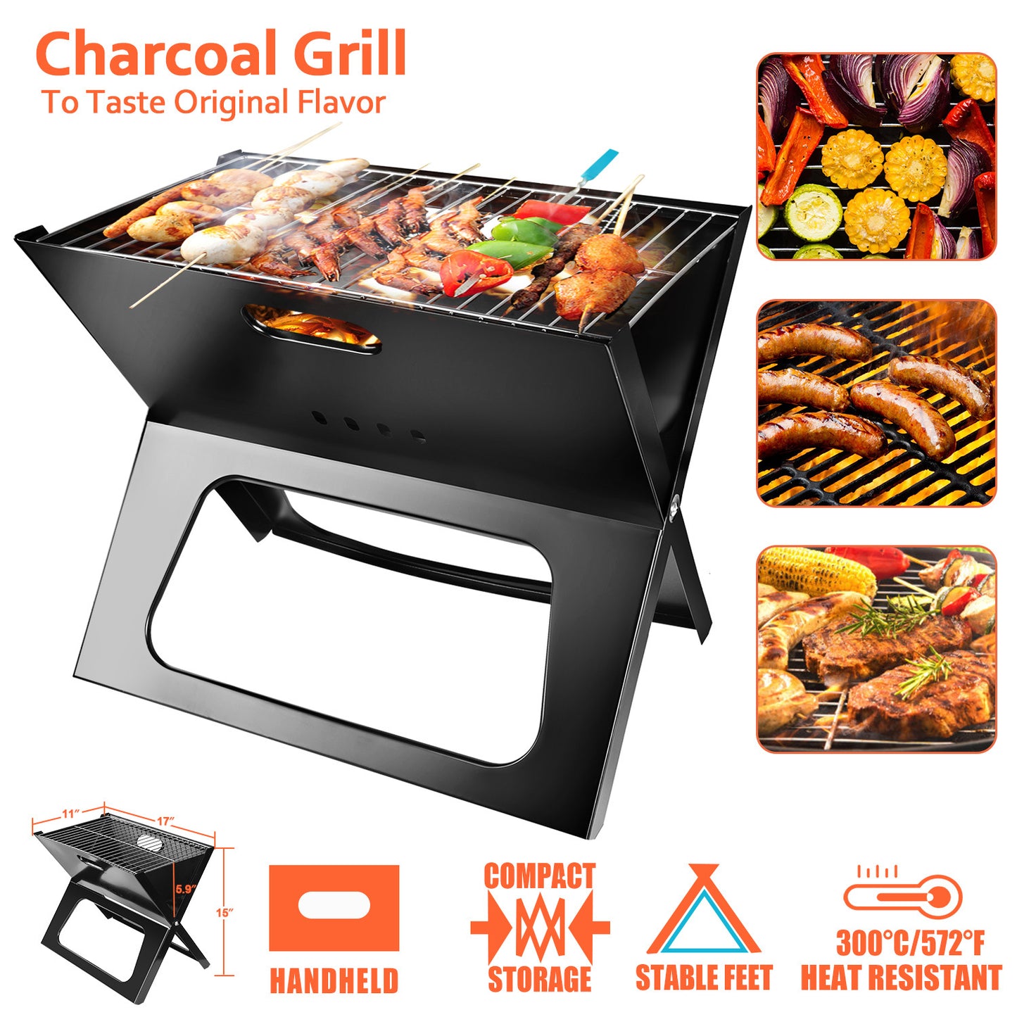 Portable BBQ Grill Foldable Charcoal Grill Camping Garden Outdoor Travel