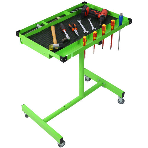 Adjustable Tear Down Work Table With Drawer For Garages, Repair Shops, And DIY, Portable, 4  2.5 Swivel Casters, 220 Pound Capacity, Rubber Corners, Heavy Duty Steel,