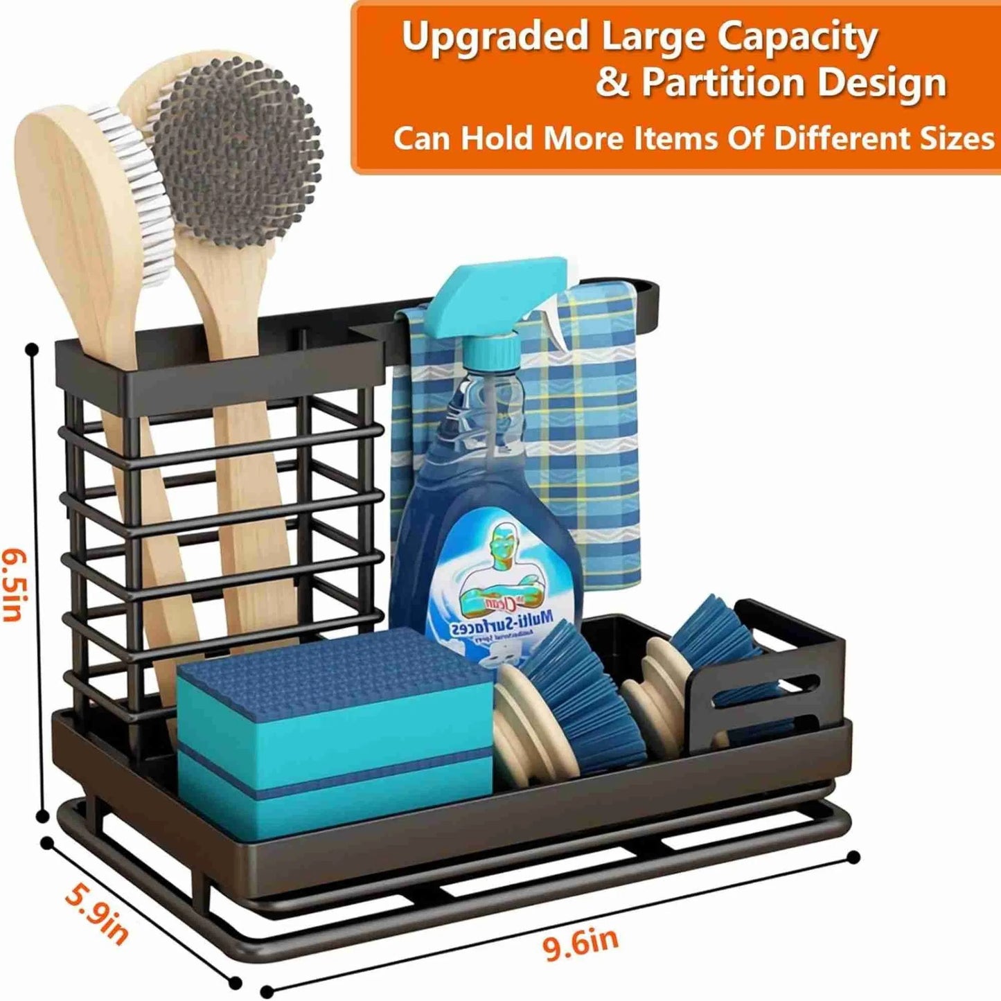 Kitchen Caddy Sink Organizer, Stainless Steel Sink Caddy Sponge Holder For Kitchen Sink