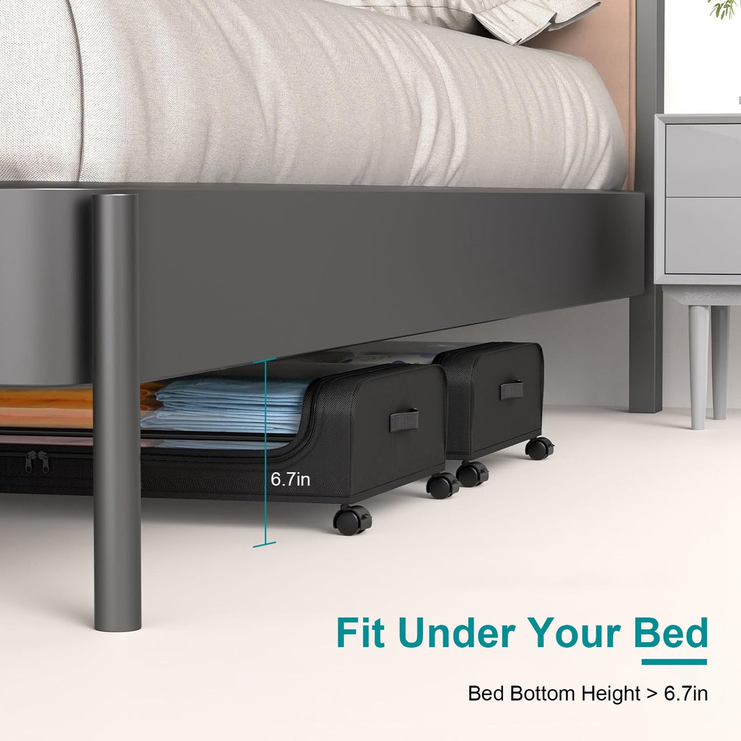 2Pcs  Under Bed Storage Containers With Lid Wheels Strap Handles 42L 11Gal Per Container Fedex Shipping