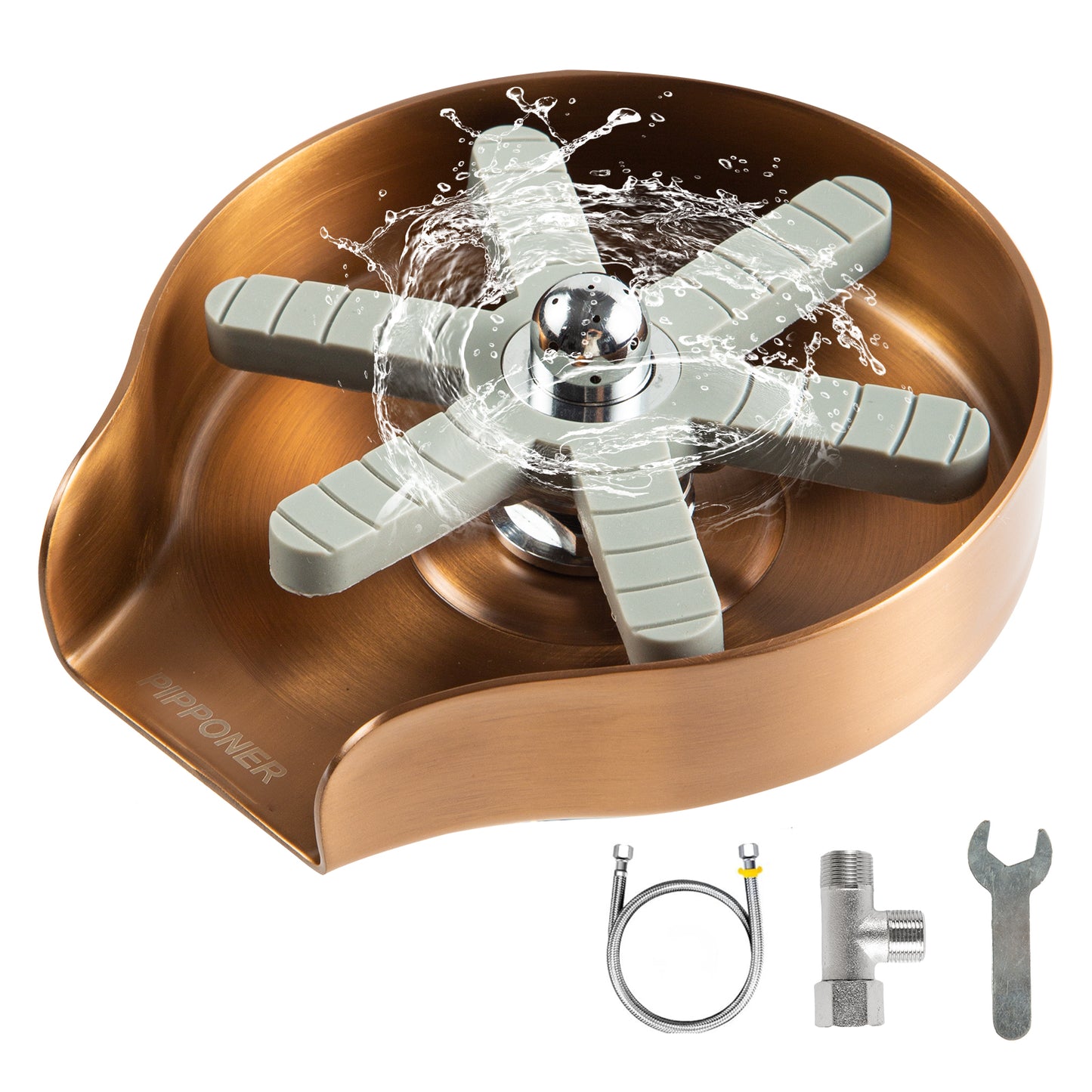 PIPPONER Glass Rinser For Kitchen Sink, Upgrade 360 Rotating High Pressure Jet Glass Rinser, 5-inch Stainless Steel Cup Washer, Cup Rinser Sink Attachment For Home And Commercial