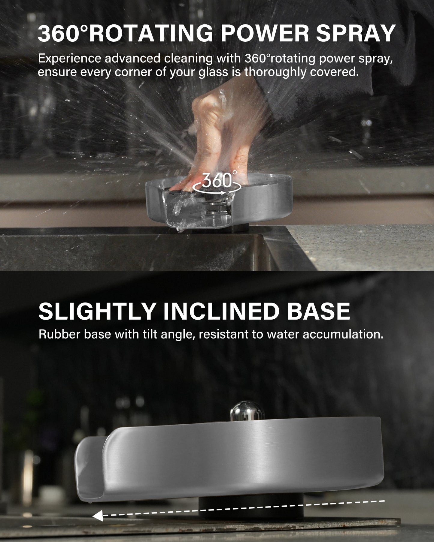 PIPPONER Glass Rinser For Kitchen Sink, Upgrade 360 Rotating High Pressure Jet Glass Rinser, 5-inch Stainless Steel Cup Washer, Cup Rinser Sink Attachment For Home And Commercial