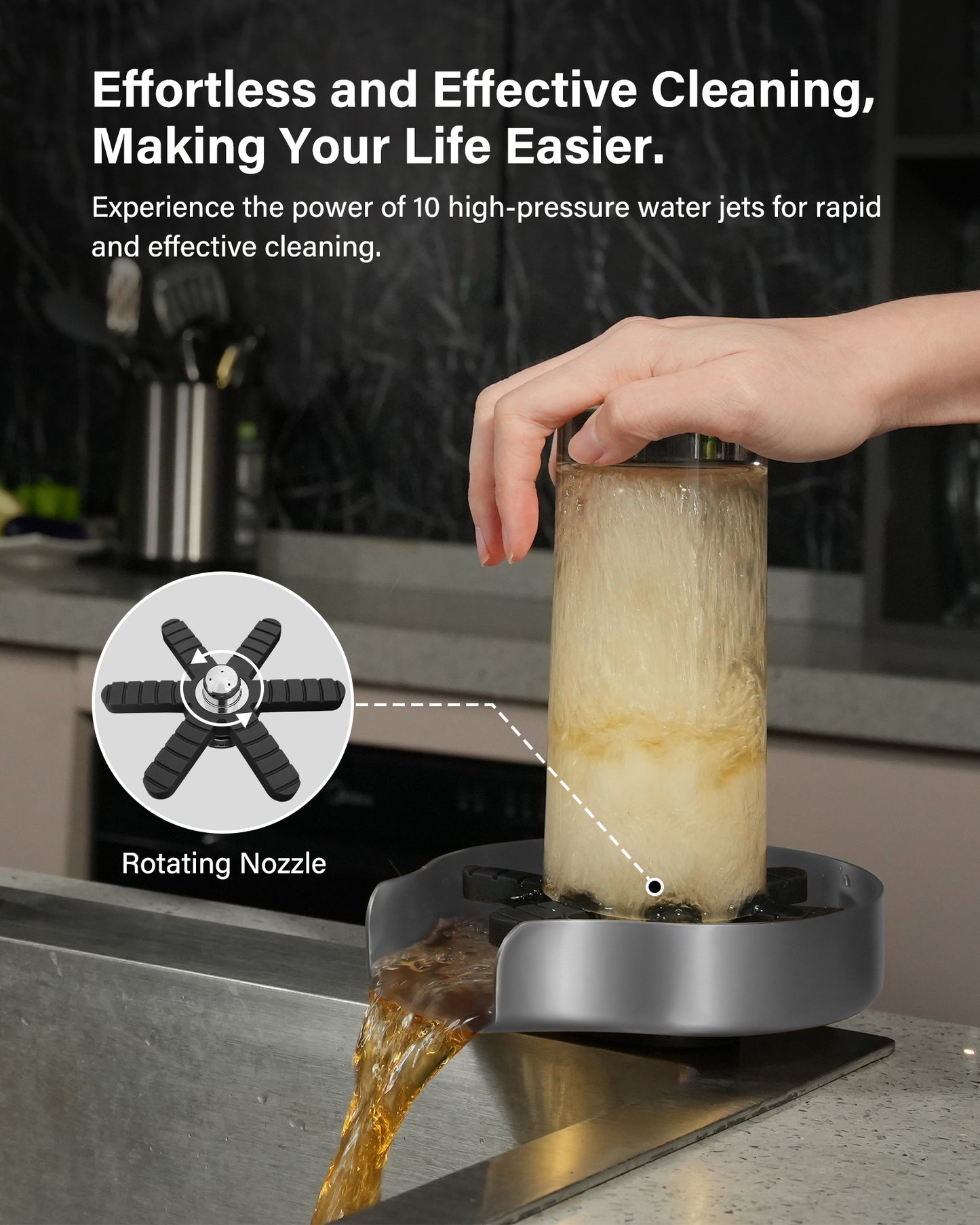 PIPPONER Glass Rinser For Kitchen Sink, Upgrade 360 Rotating High Pressure Jet Glass Rinser, 5-inch Stainless Steel Cup Washer, Cup Rinser Sink Attachment For Home And Commercial