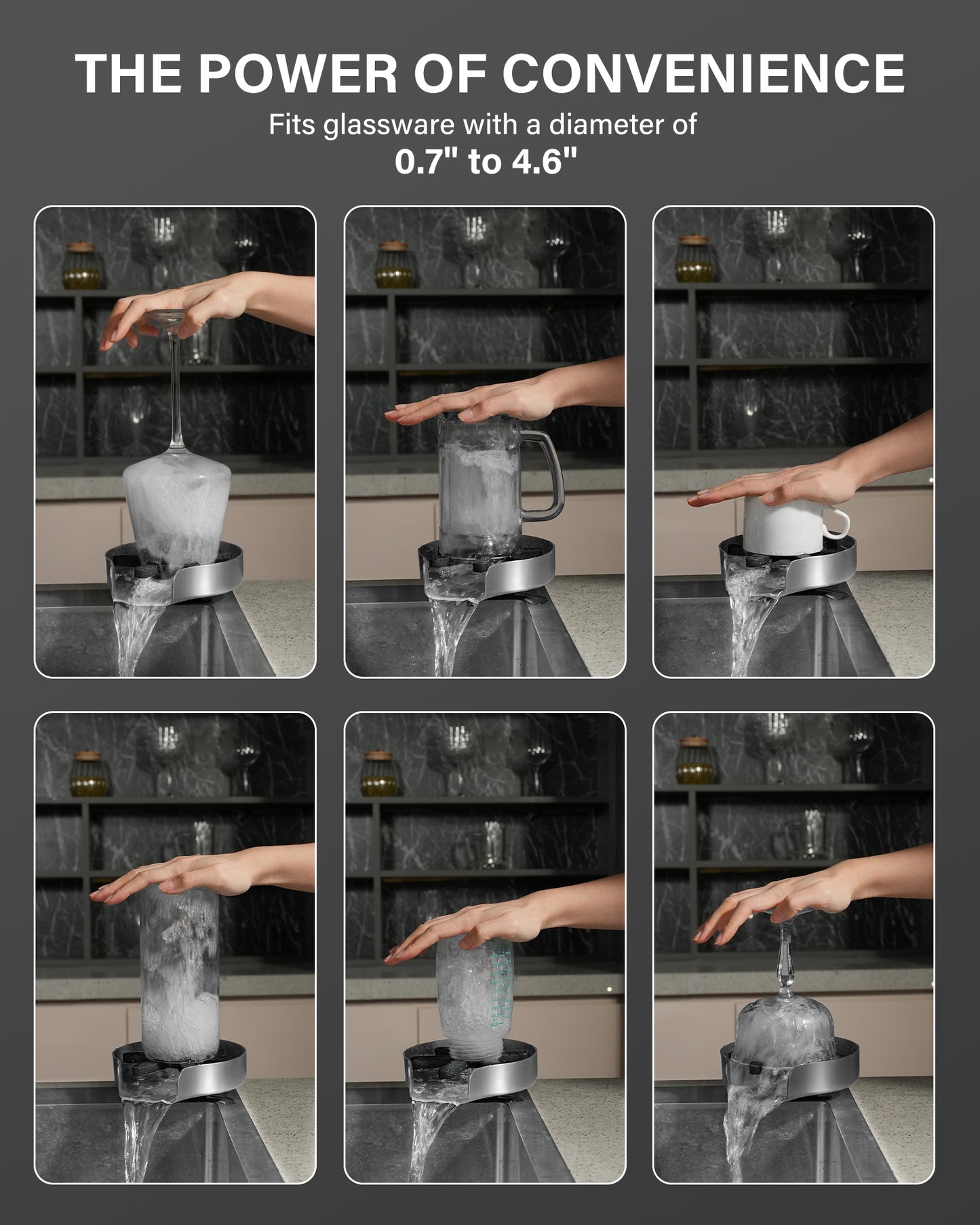 PIPPONER Glass Rinser For Kitchen Sink, Upgrade 360 Rotating High Pressure Jet Glass Rinser, 5-inch Stainless Steel Cup Washer, Cup Rinser Sink Attachment For Home And Commercial