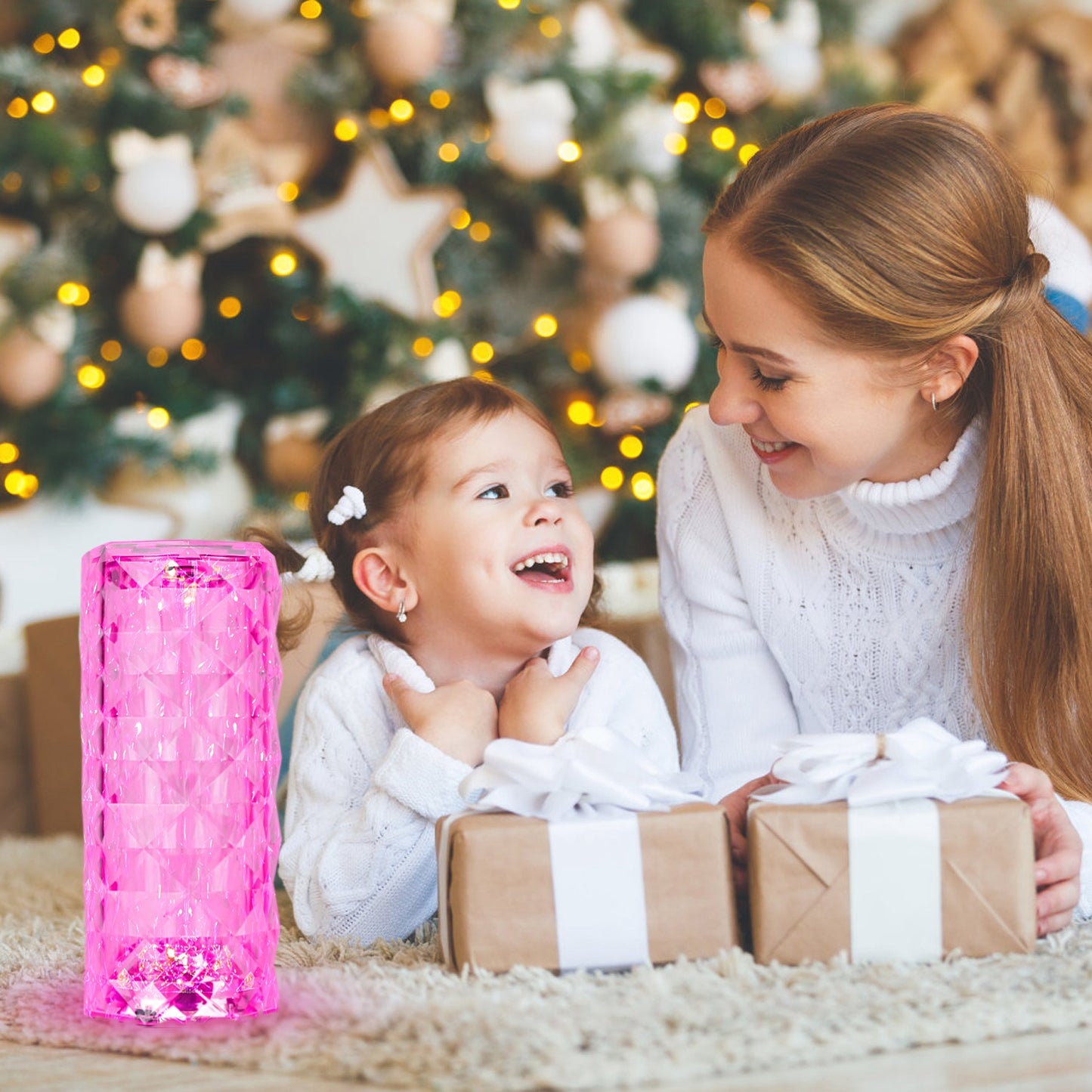 Crystal Diamond Rose Table Lamp Dimmable Remote Touch Control Beside LED Night Light Rechargeable 16 Color Change Atmosphere Bar Lamp