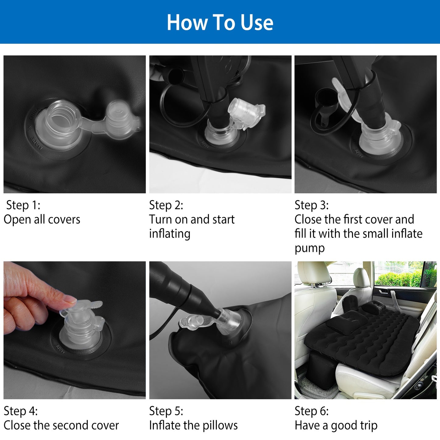 1Pc Car Air Mattress Bed Inflation Car Mattress Bed Portable Travel Camping Sleep Mat Car Inflation Bed For Trip