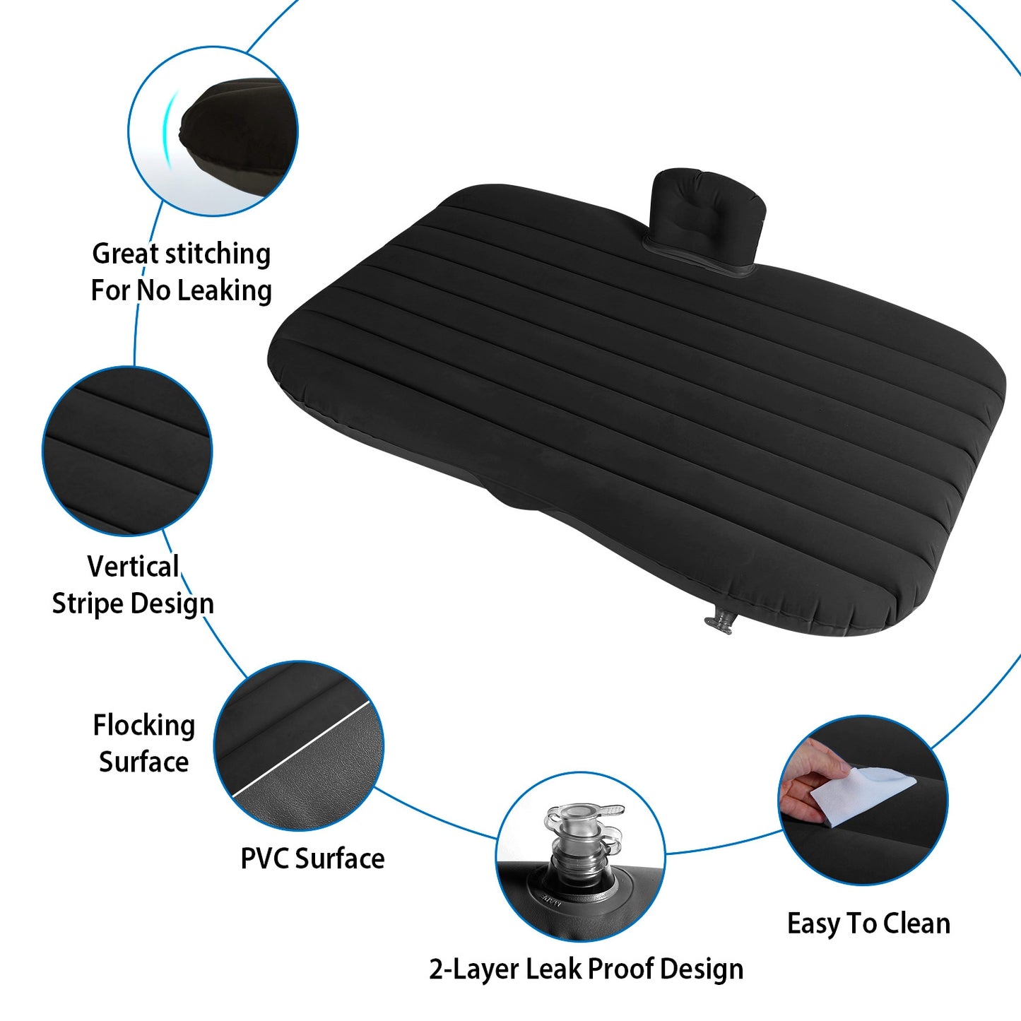 1Pc Car Air Mattress Bed Inflation Car Mattress Bed Portable Travel Camping Sleep Mat Car Inflation Bed For Trip