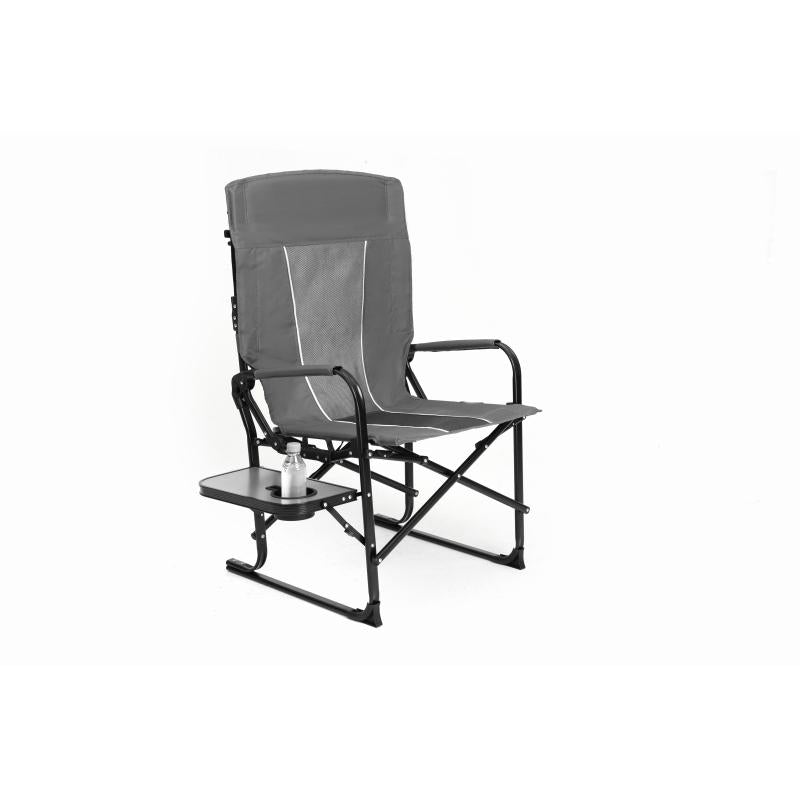Heavy Duty Folding Camping Chair With Extra Large Portable Side Table And Pocket For Beach, Fishing, Travel, Picnic, And Lawn Gray