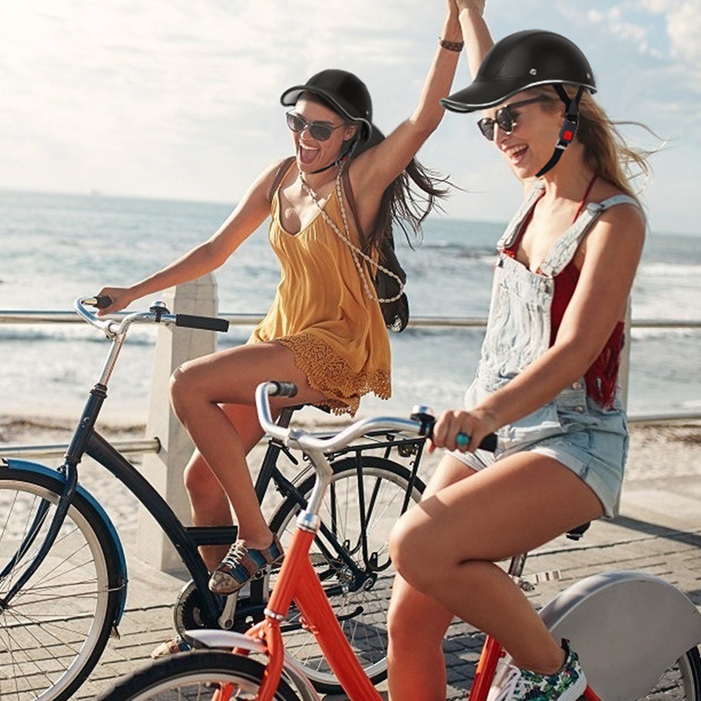 1Pc Safety Bicycle Helmet Adjustable Windproof Bike Helmet Sunshade Baseball Cap Anti-UV Cycling Motorcycle Hat Leather Helmet
