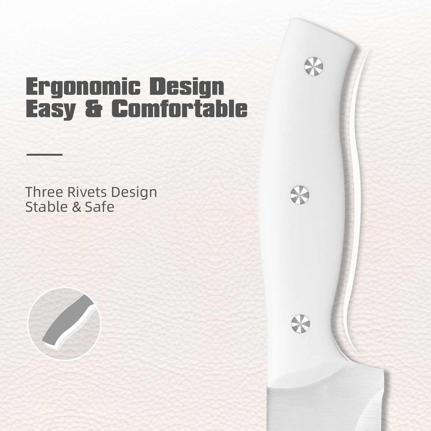 15 Pieces Of White Carbon Steel Blade Kitchen Knife Set, Equipped With A Genuine Wooden Frame, Internal Sharpener, And Kitchen Scissors