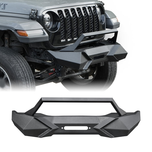 X Style Front Bumper With Winch Plate Compatible With Wrangler JK 2007-2018 Heavy Duty Black Textured Manganese Steel Construction, Perfect For On And Off-Road Used