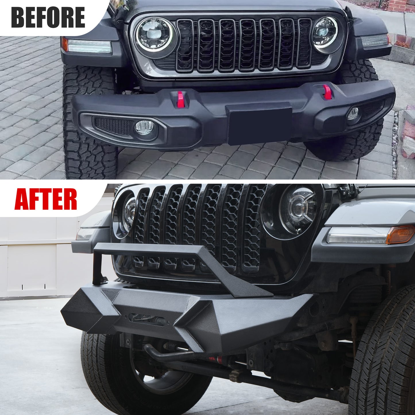 X Style Front Bumper With Winch Plate Compatible With Wrangler JK 2007-2018 Heavy Duty Black Textured Manganese Steel Construction, Perfect For On And Off-Road Used