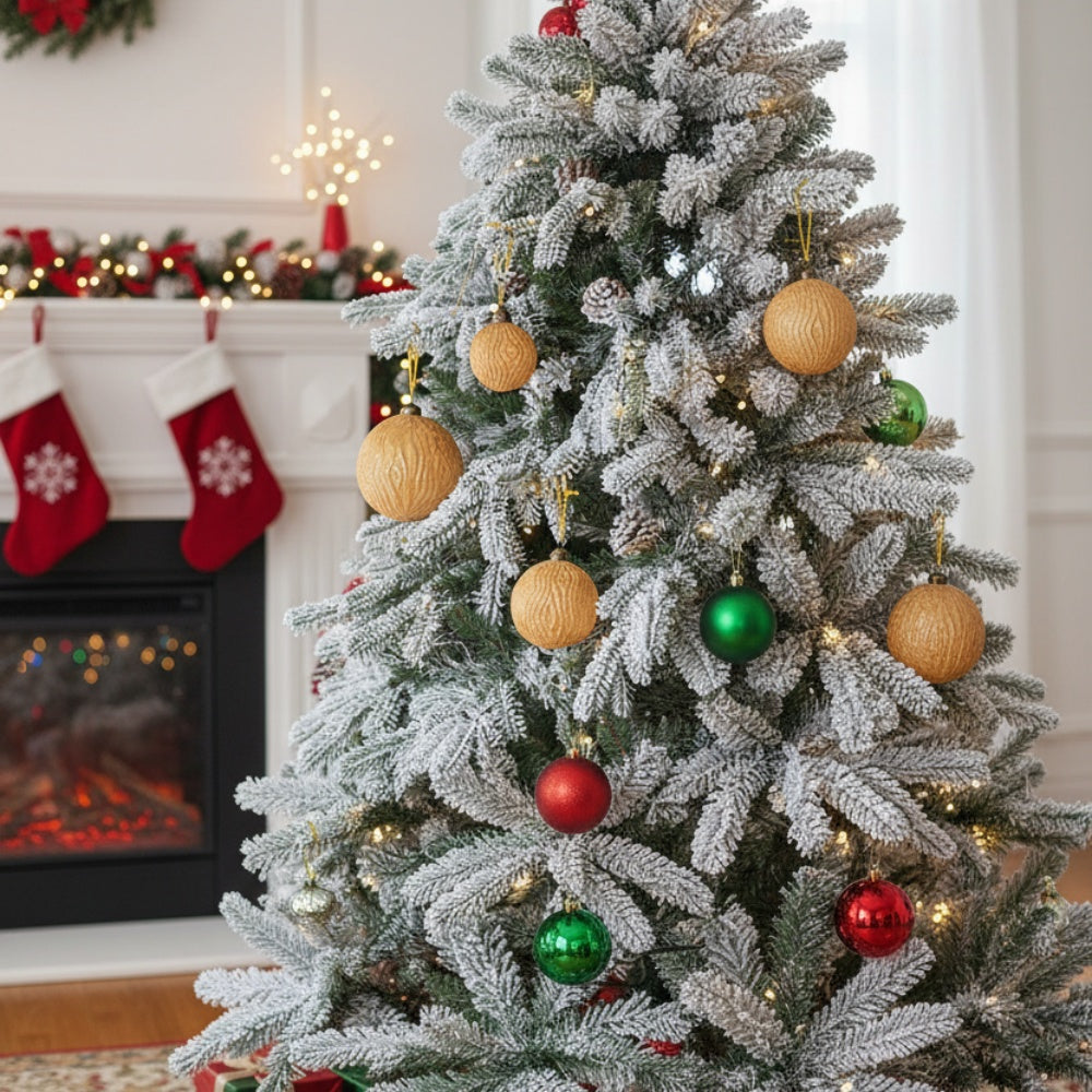 6PCS Set 3.9in Glass Christmas Tree Ball Ornaments Shimmering Hanging Decor For Holiday Tree Party Festive Home Decor