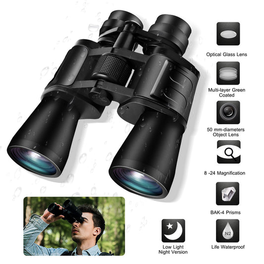 1Pc Portable Zoom Binoculars With FMC Lens Low Light Night Vision For Bird Watching Hunting Sports Events Concerts Adults Kids