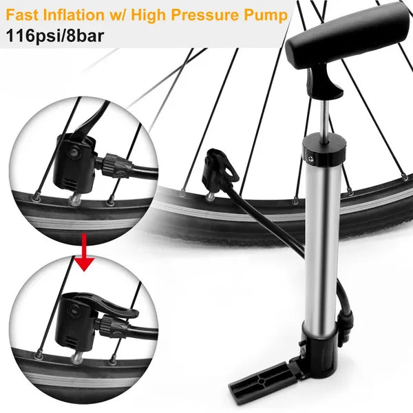 Mini Bike Pump Portable Bicycle Tire Inflator Ball Air Pump W/ Mount Frame For Mountain Road Bike
