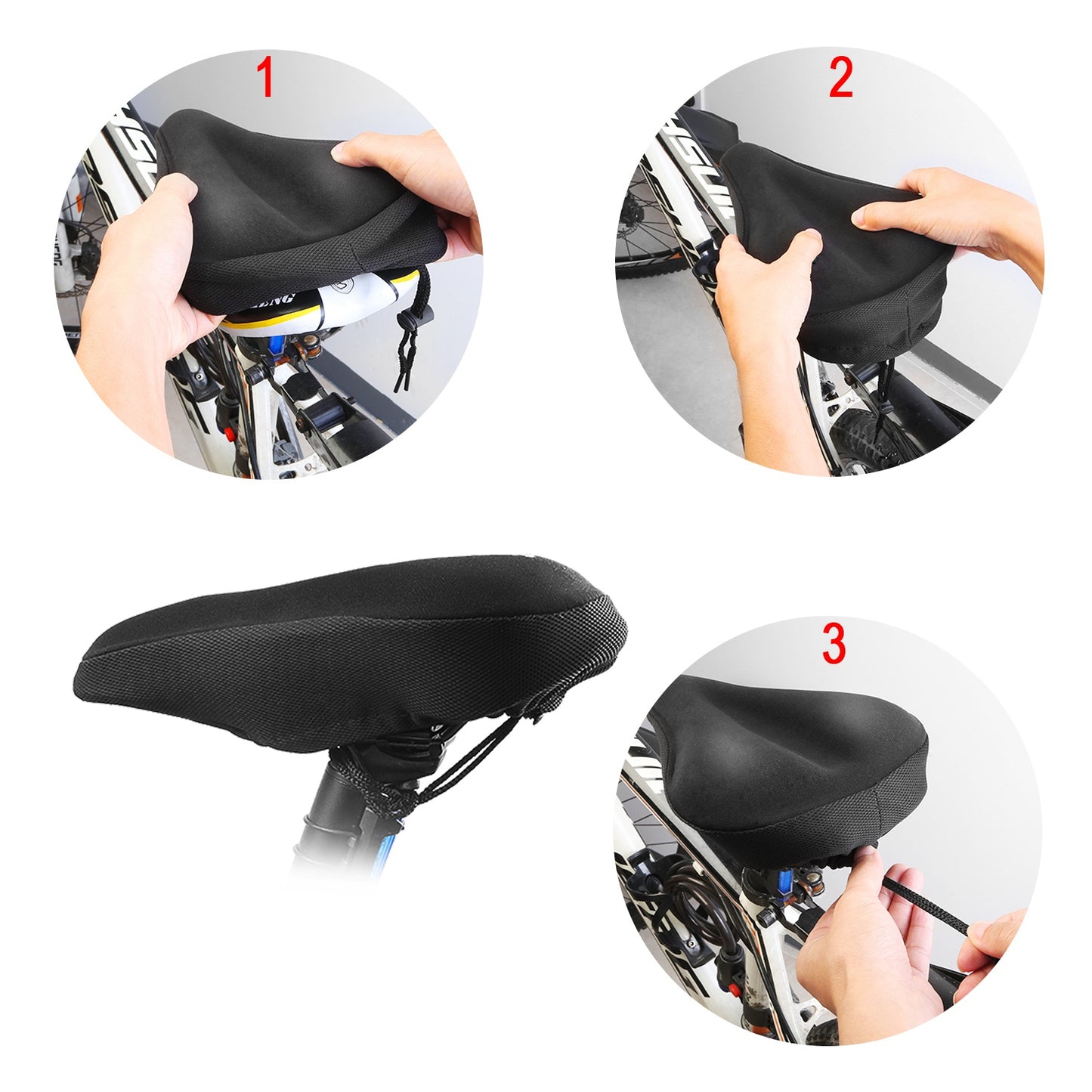 1Pc Bike Seat Cover Anti-Slip Comfortable Bicycle Padded Saddle Cover Wear Resistant Soft Gel Cushion For Narrow Bike Seats Mountain Bike Seat