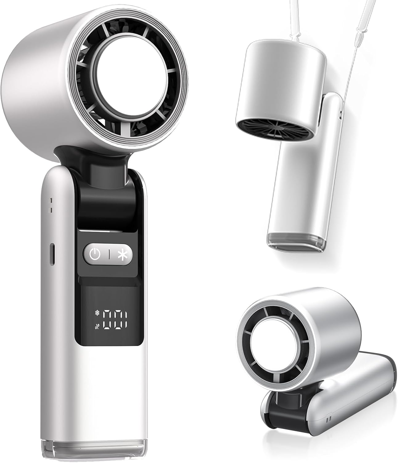 Portable Handheld Fan, Speed Adjustable Turbo Mini Fan, Reduced Temperature Mode, Rechargeable Digital Display Foldable Personal Fan With Night Light, Suitable For Women Men Outdoor