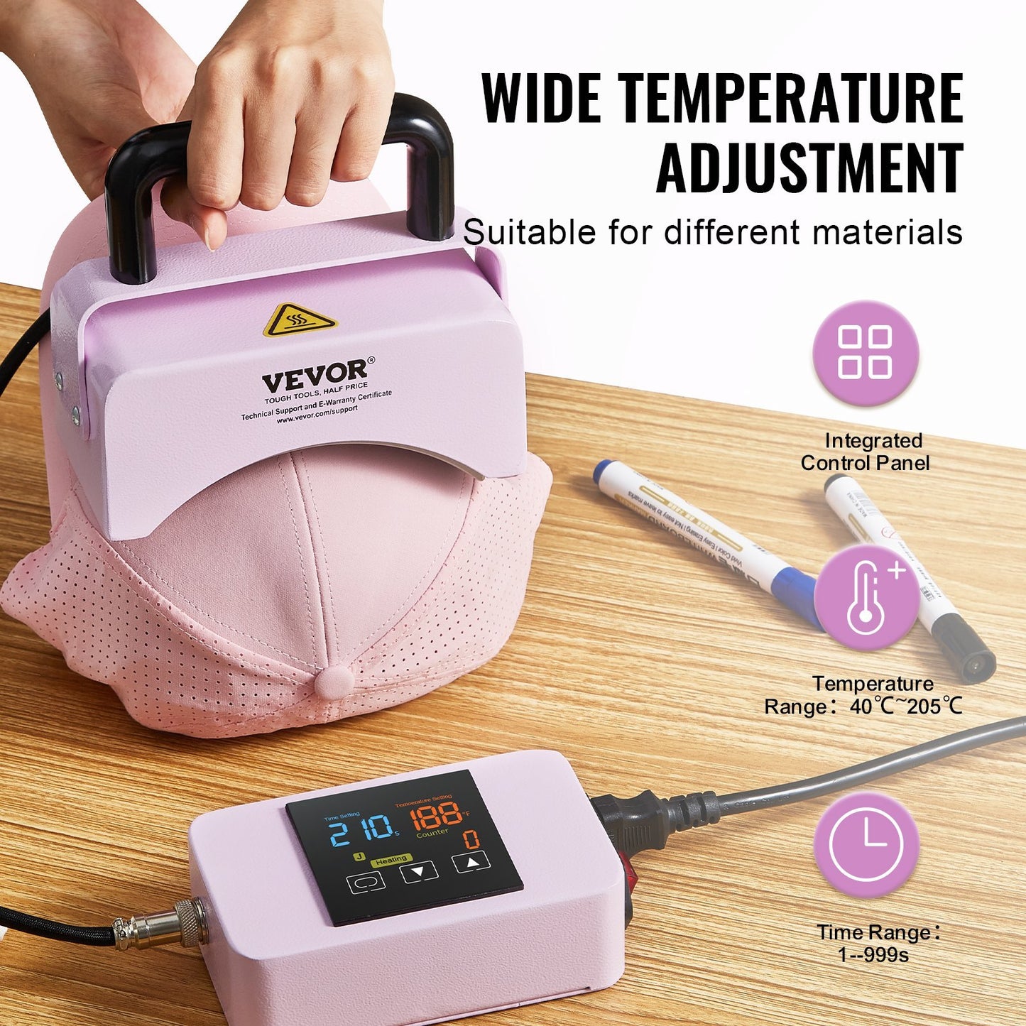 VEVOR Hat Press Machine Mini Hat Heat Press For Caps 5.9x3.15 Inch Plate Purple