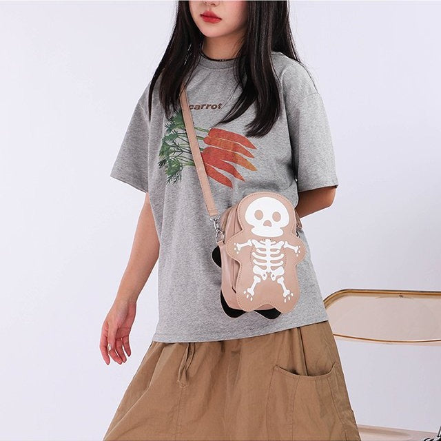 Halloween Skull Shoulder Bag Y2K Fashion Funny Cute Messenger Crossbody Bags Women Small Phone Bag