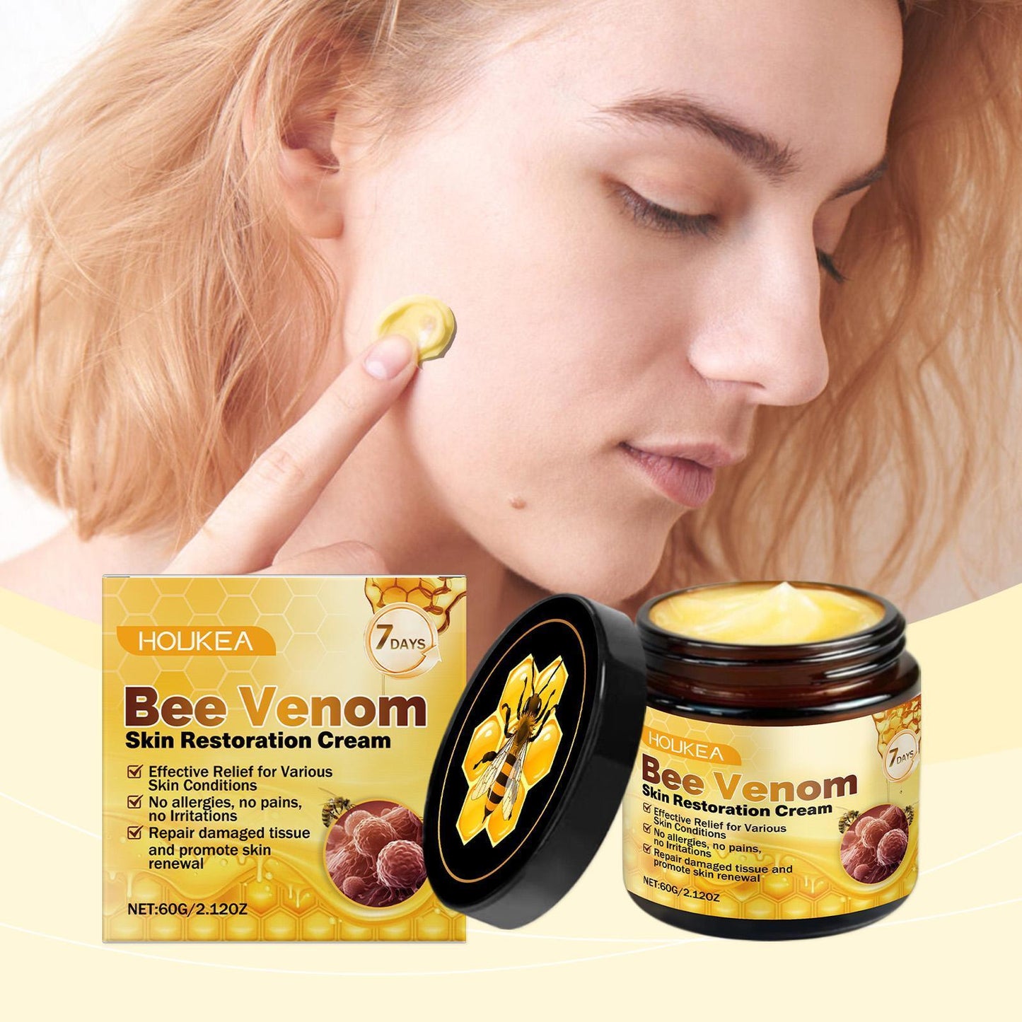 Houkeya Bee  Skin Care Cream Gentle Cleansing, Mole Removal, Moisturizing, Soothing Skin Care Cream