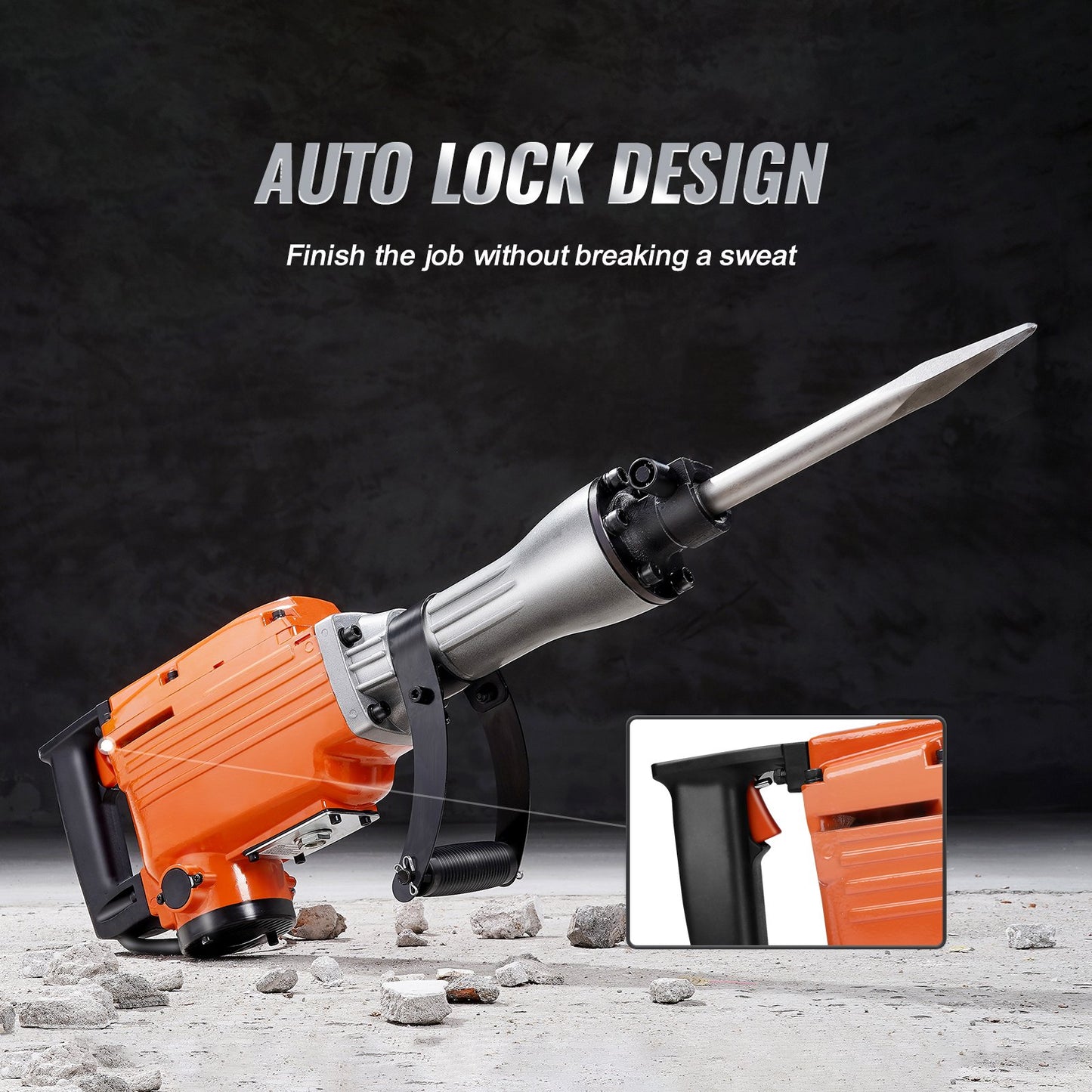 Demolition Jack Hammer Concrete Breaker 2200W Electric Hammer 2 Chisel Bits